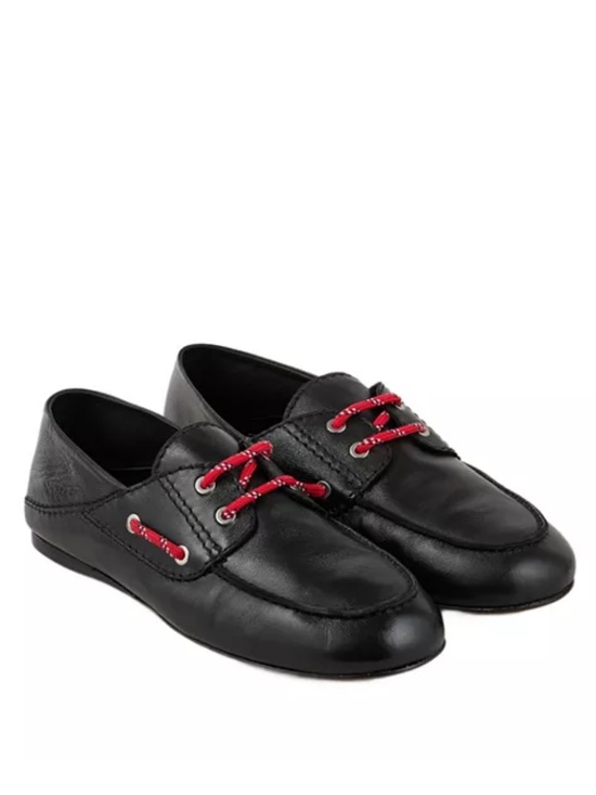 Sandro Shoes - Sandro Women's Boat Shoe Loafers Black Leather Casual Red Laces 38